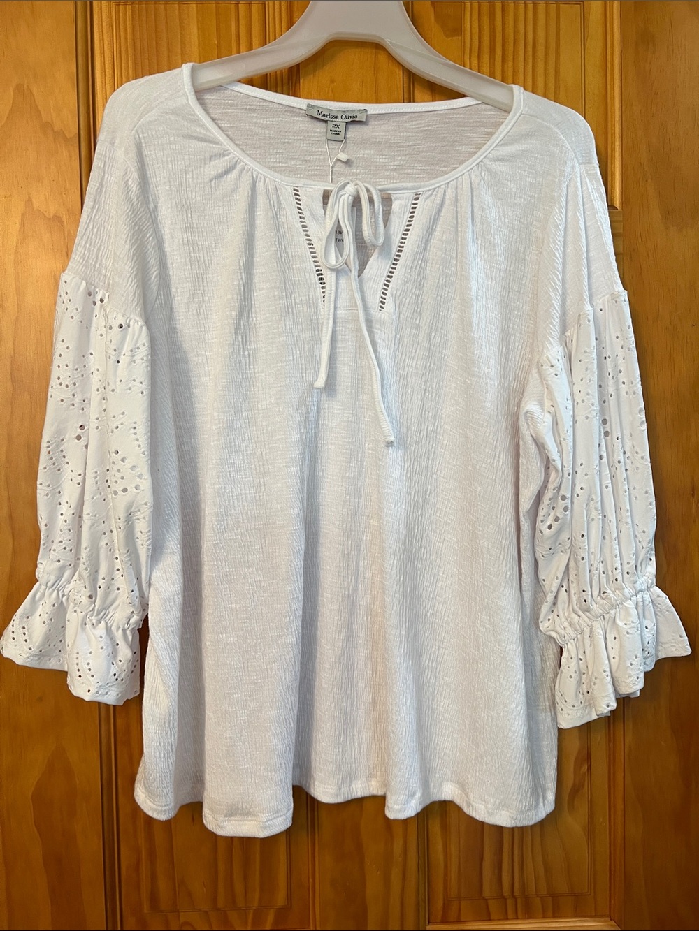 Eyelet-Sleeve Peasant Top, so cute, Elasticized ruffle cuffs